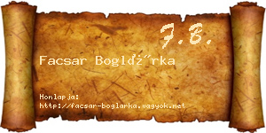 Facsar Boglárka névjegykártya